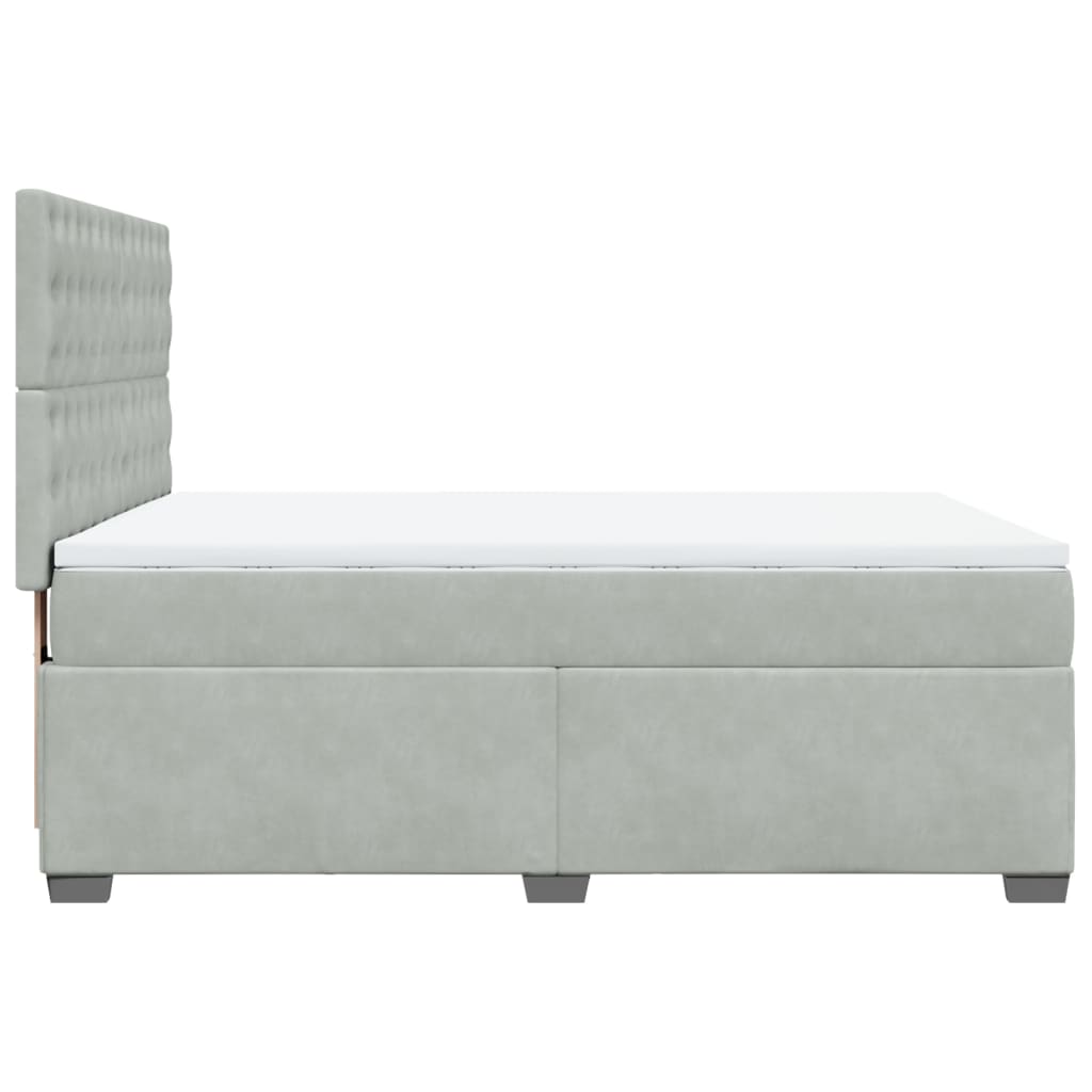 Giroletto a Molle con Materasso Grigio Chiaro 140x190cm Velluto