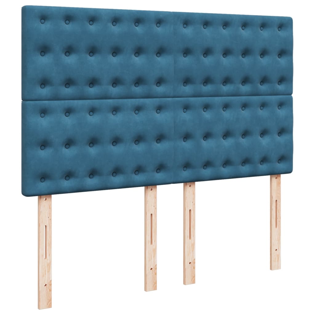 Giroletto a Molle con Materasso Blu 140x190 cm in Velluto
