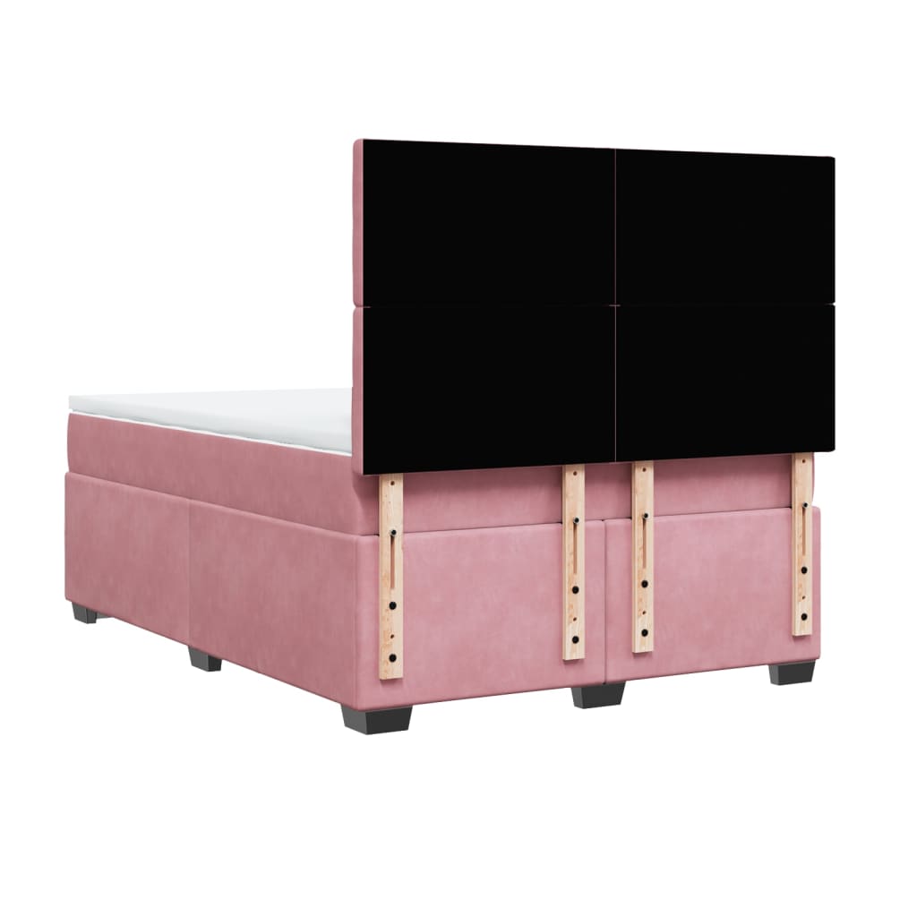Giroletto a Molle con Materasso Rosa 140x190 cm in Velluto