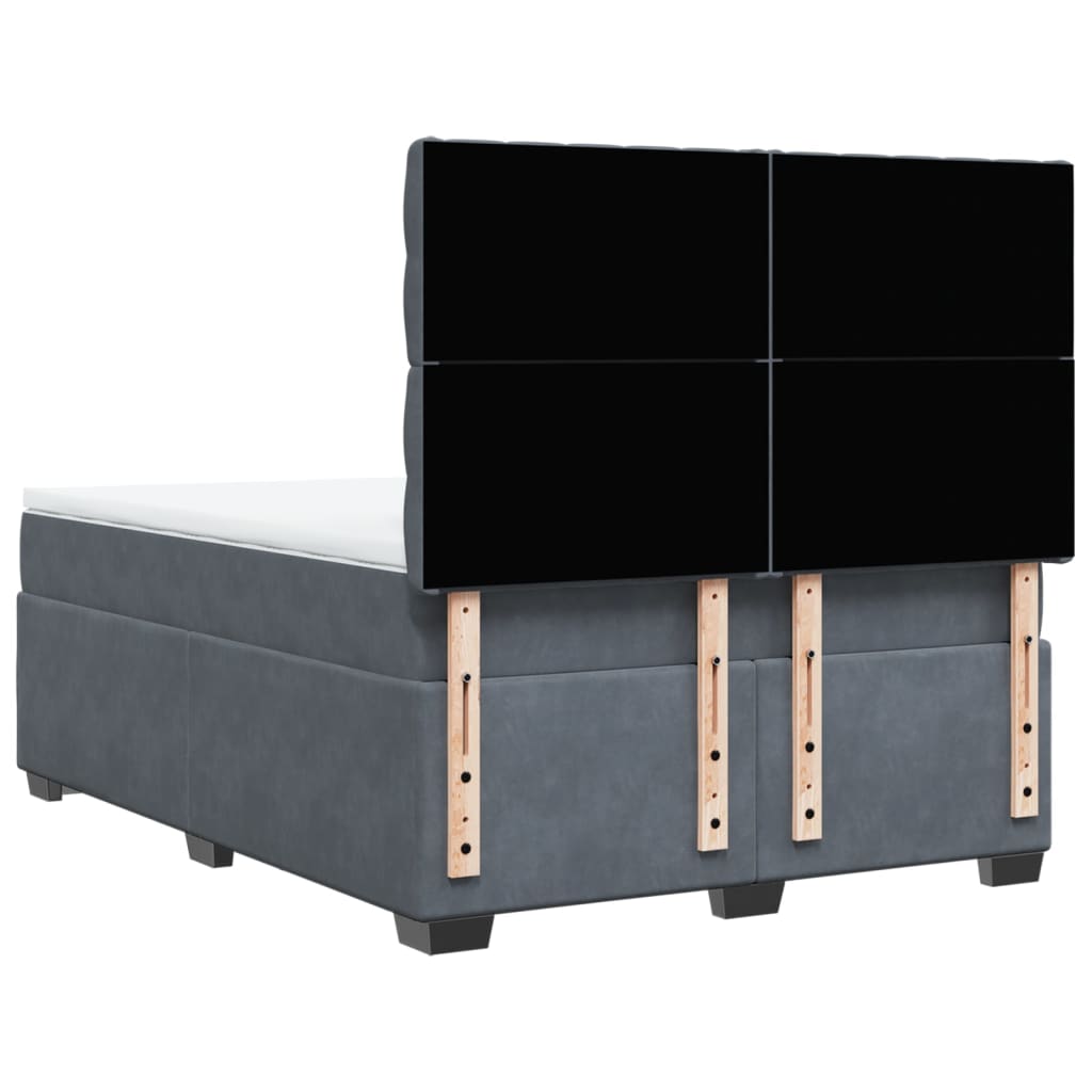 Giroletto a Molle con Materasso Grigio Scuro 140x200 cm Velluto