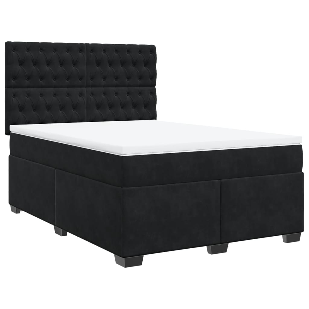 Giroletto a Molle con Materasso Nero 140x200 cm in Velluto