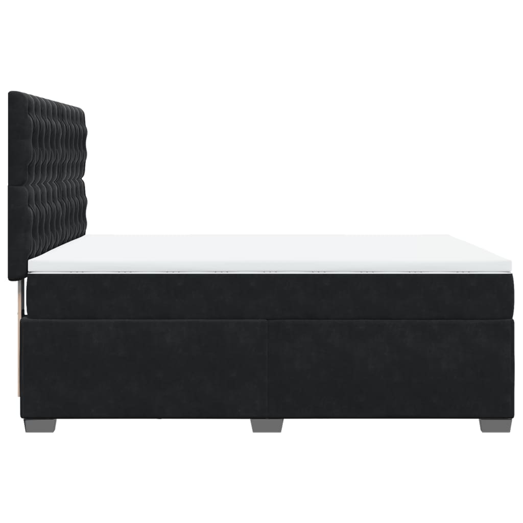 Giroletto a Molle con Materasso Nero 140x200 cm in Velluto
