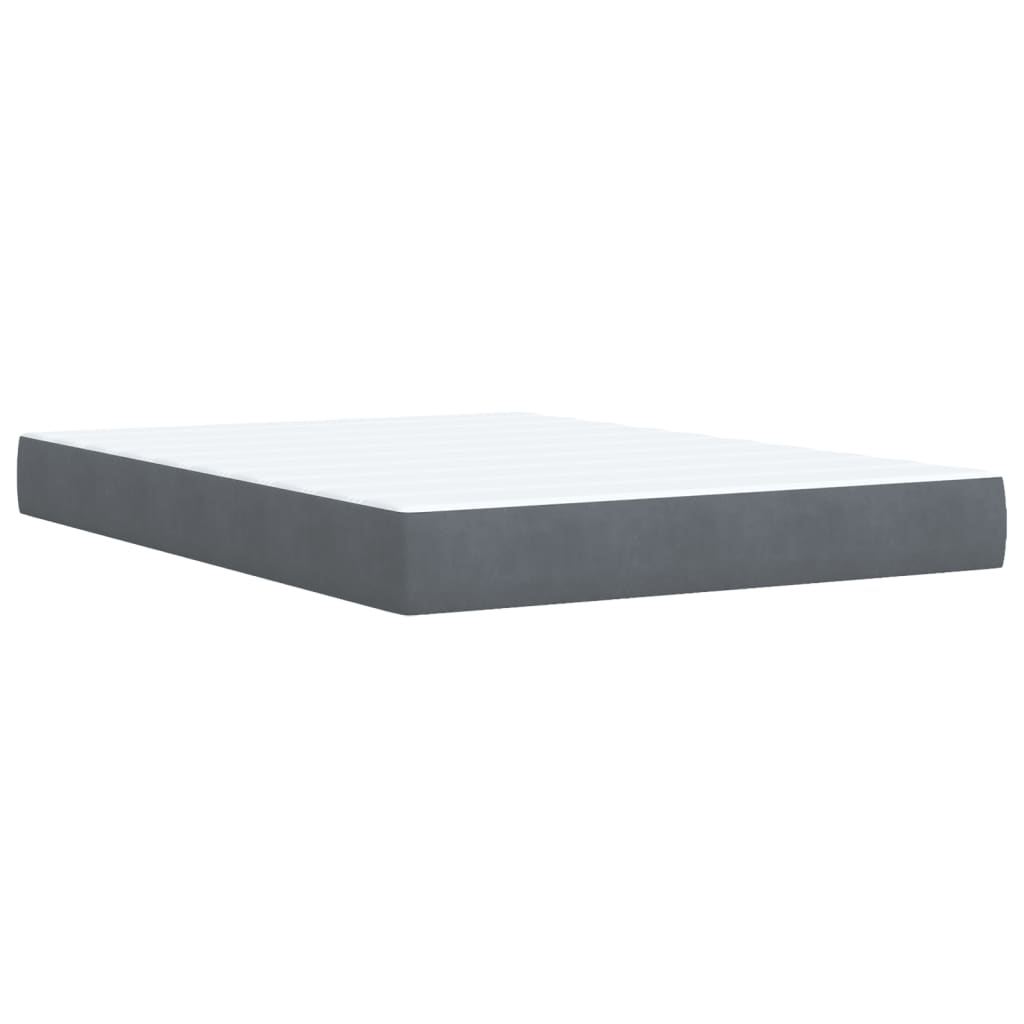 Giroletto a Molle con Materasso Grigio Scuro 140x200 cm Velluto