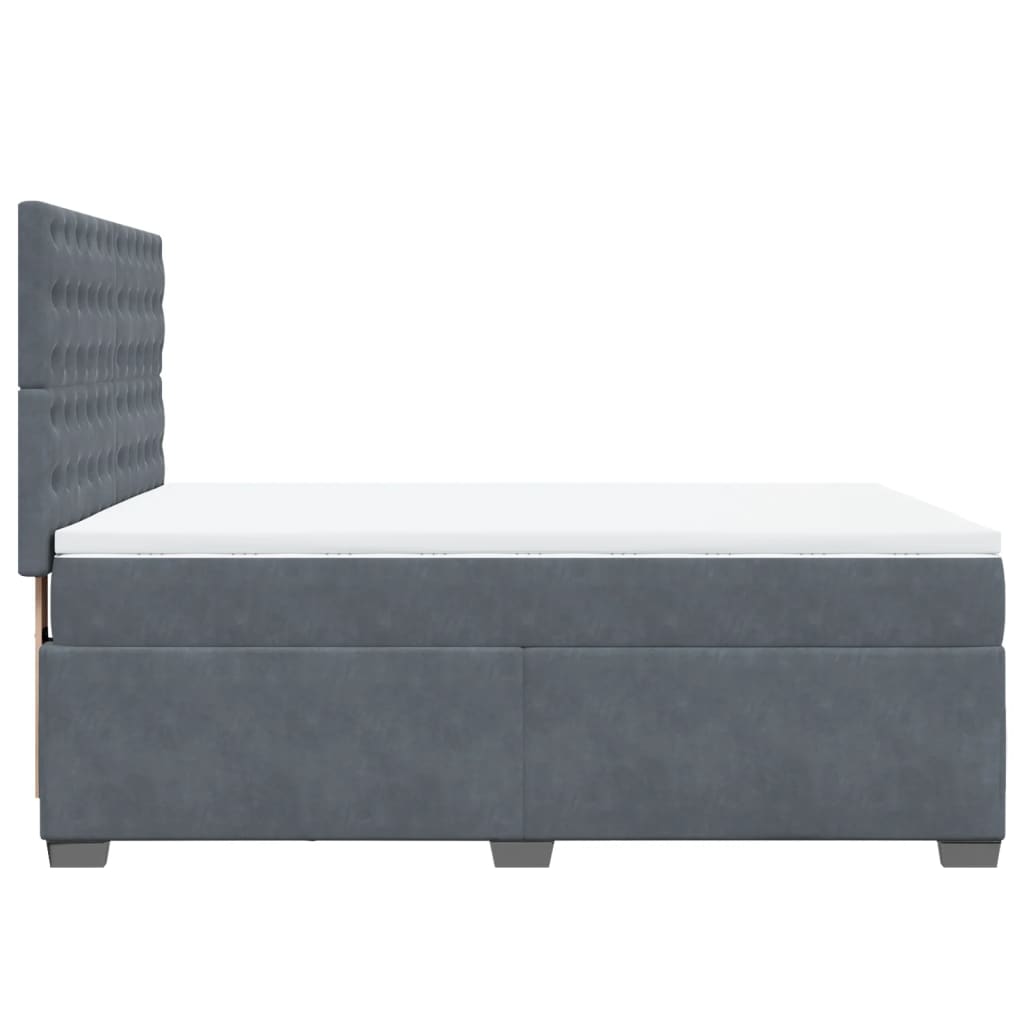 Giroletto a Molle con Materasso Grigio Scuro 140x200 cm Velluto