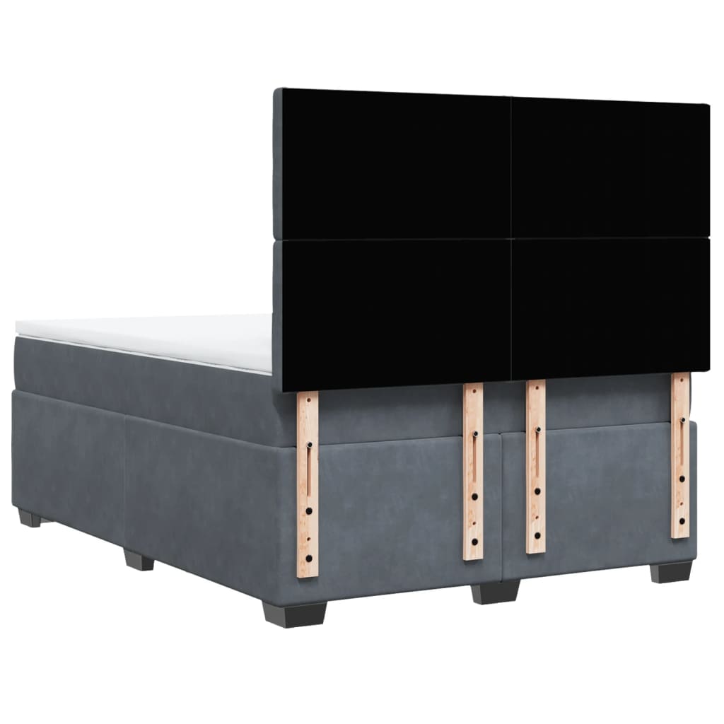 Giroletto a Molle con Materasso Grigio Scuro 140x200 cm Velluto