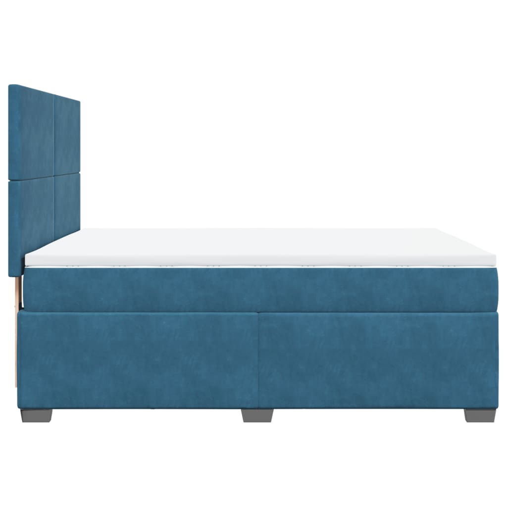 Giroletto a Molle con Materasso Blu 160x200 cm in Velluto