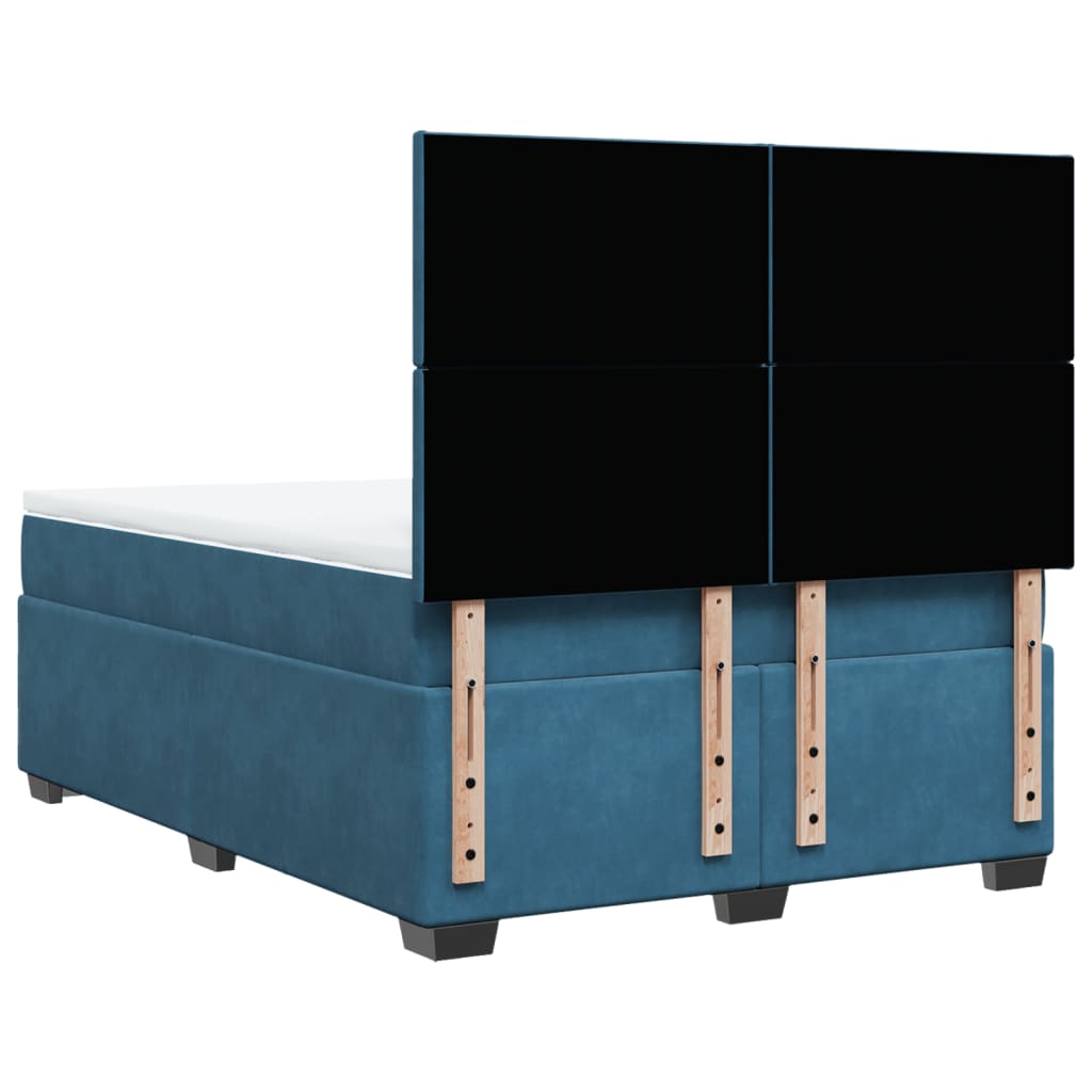 Giroletto a Molle con Materasso Blu 160x200 cm in Velluto