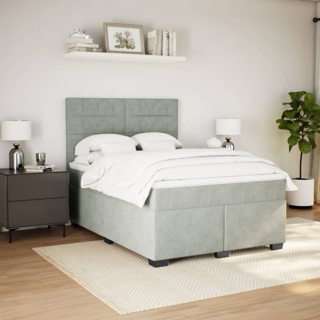 Giroletto a Molle con Materasso Grigio Chiaro 160x200cm Velluto