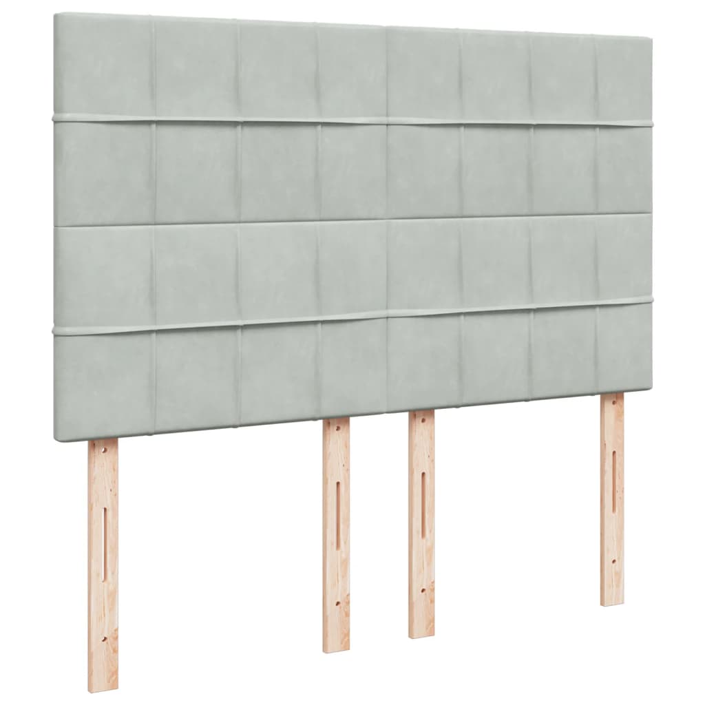 Giroletto a Molle con Materasso Grigio Chiaro 160x200cm Velluto