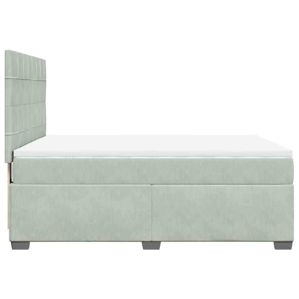 Giroletto a Molle con Materasso Grigio Chiaro 160x200cm Velluto