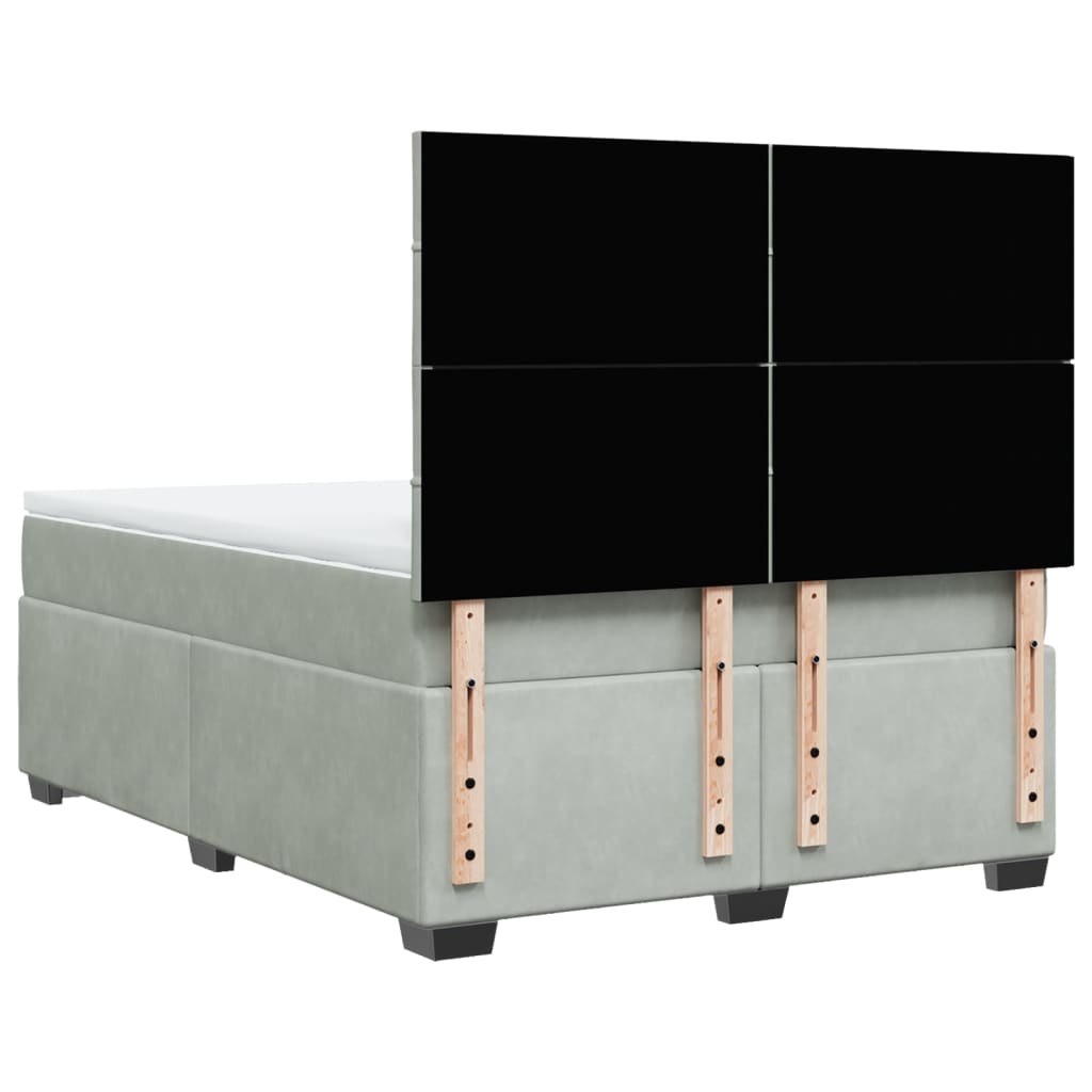 Giroletto a Molle con Materasso Grigio Chiaro 160x200cm Velluto