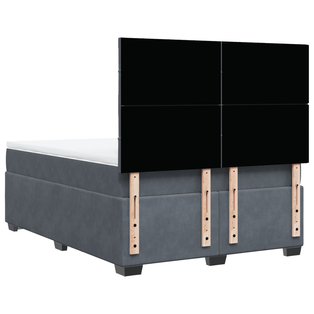 Giroletto a Molle con Materasso Grigio Scuro 160x200 cm Velluto
