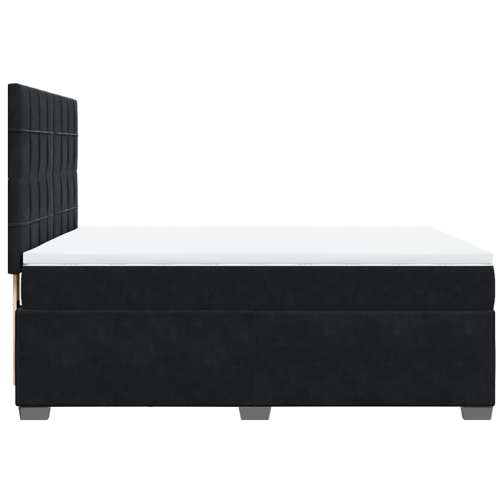 Giroletto a Molle con Materasso Nero 160x200 cm in Velluto