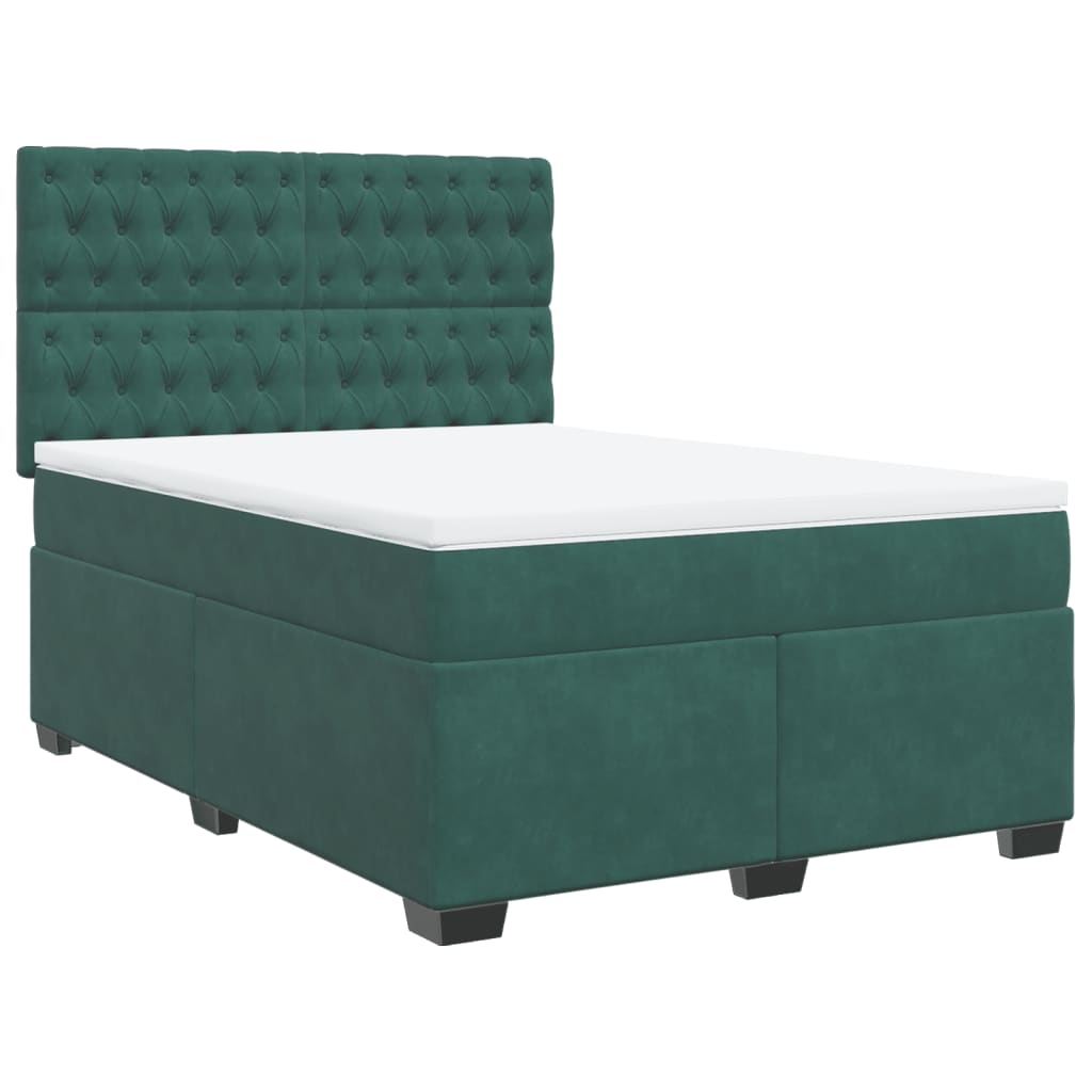 Giroletto a Molle con Materasso Verde Scuro 160x200 cm Velluto