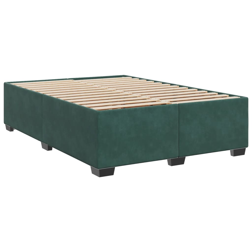 Giroletto a Molle con Materasso Verde Scuro 160x200 cm Velluto