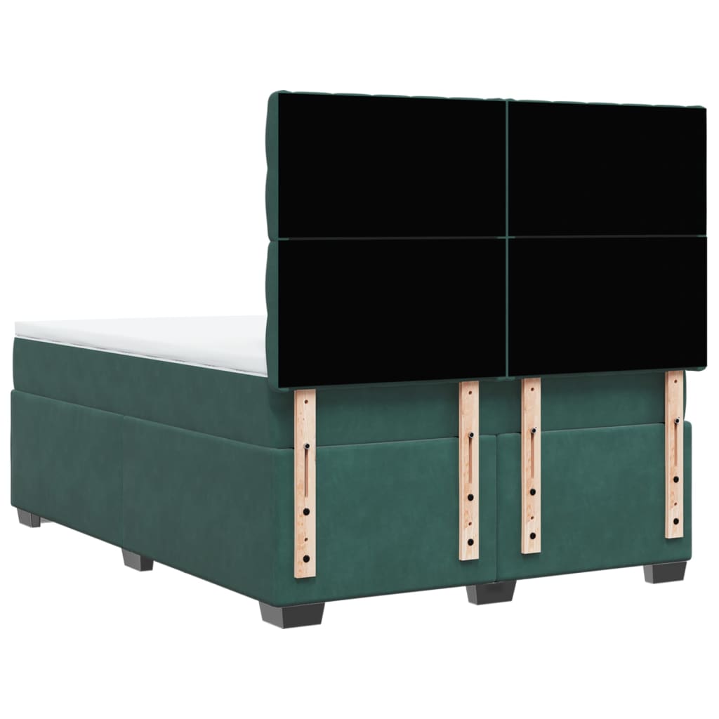 Giroletto a Molle con Materasso Verde Scuro 160x200 cm Velluto