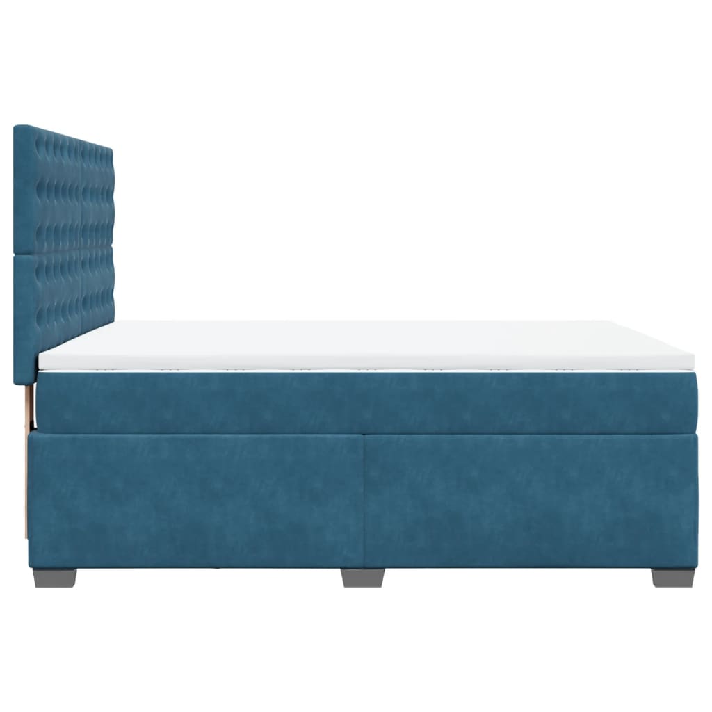Giroletto a Molle con Materasso Blu 160x200 cm in Velluto