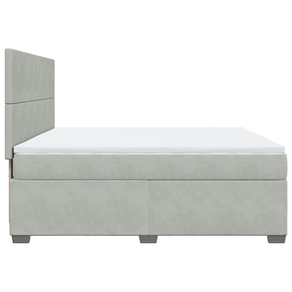 Giroletto a Molle con Materasso Grigio Chiaro 180x200cm Velluto