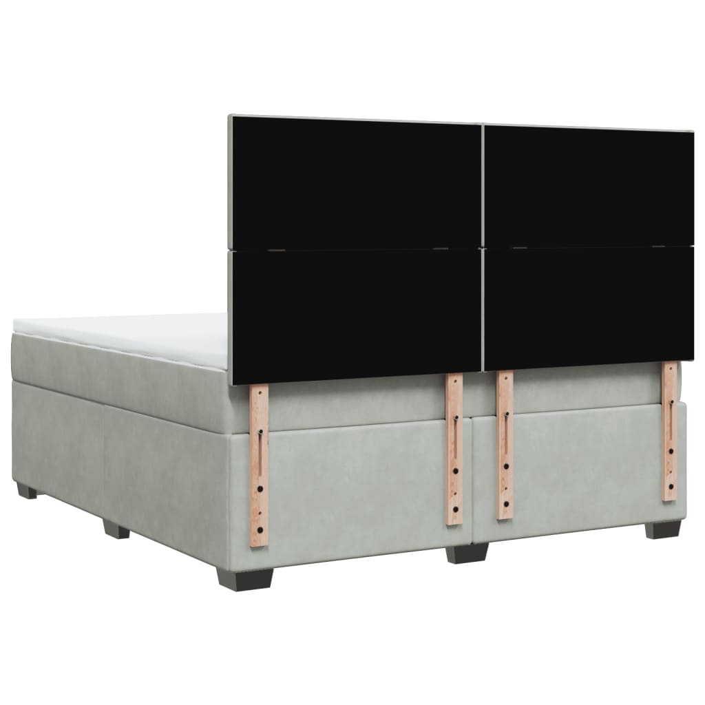 Giroletto a Molle con Materasso Grigio Chiaro 180x200cm Velluto