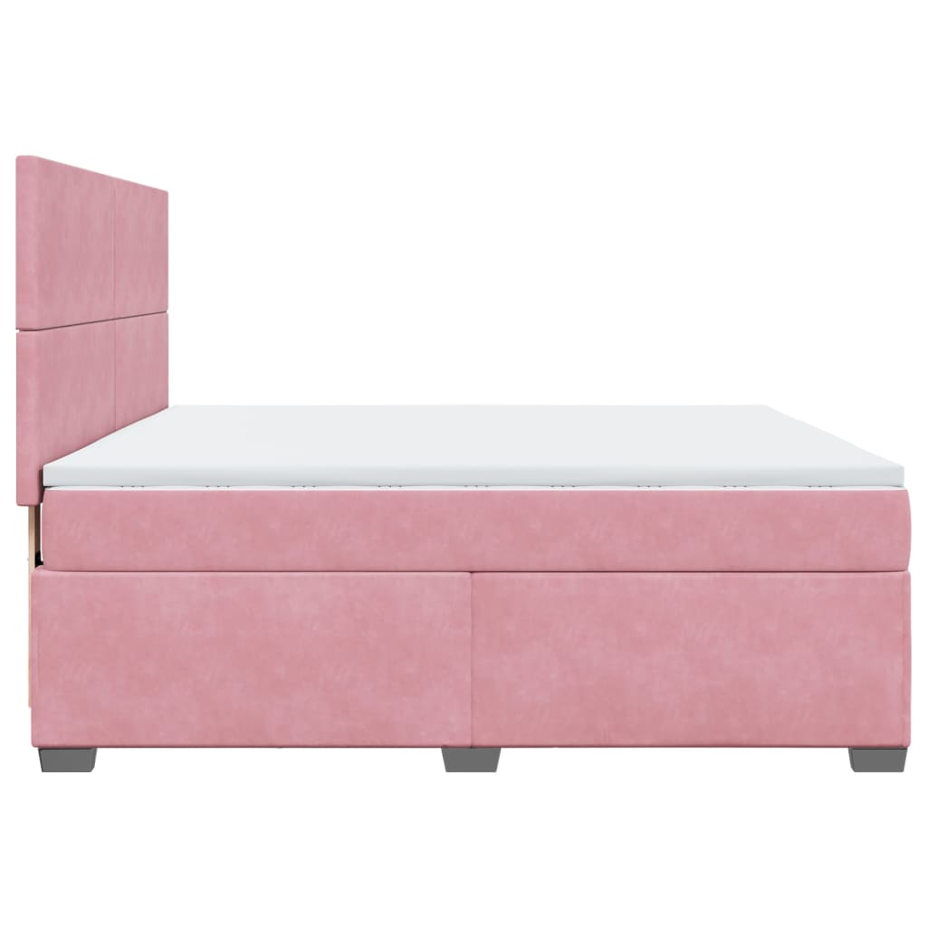 Giroletto a Molle con Materasso Rosa 180x200 cm in Velluto