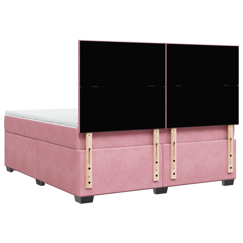 Giroletto a Molle con Materasso Rosa 180x200 cm in Velluto
