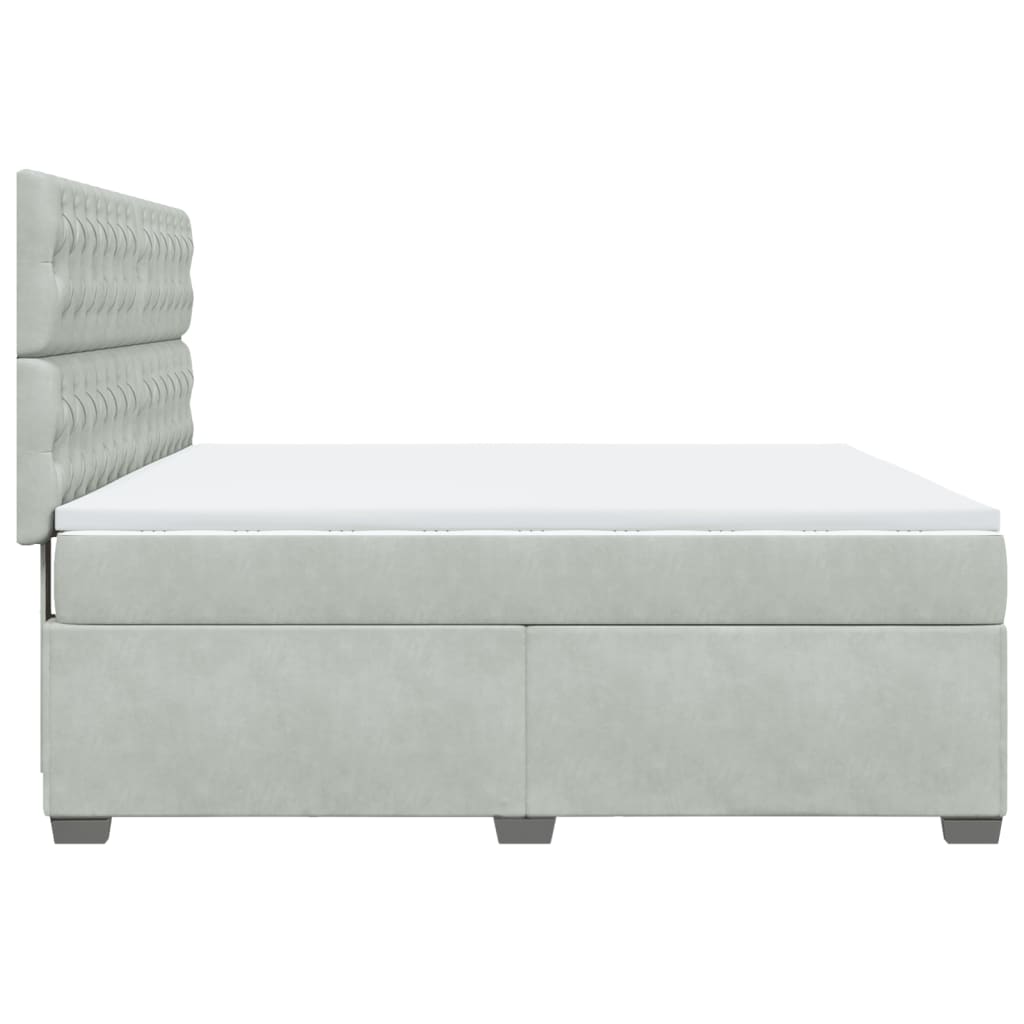Giroletto a Molle con Materasso Grigio Chiaro 180x200cm Velluto