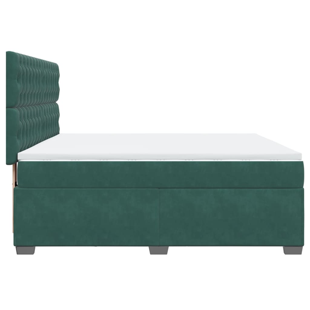 Giroletto a Molle con Materasso Verde Scuro 180x200 cm Velluto