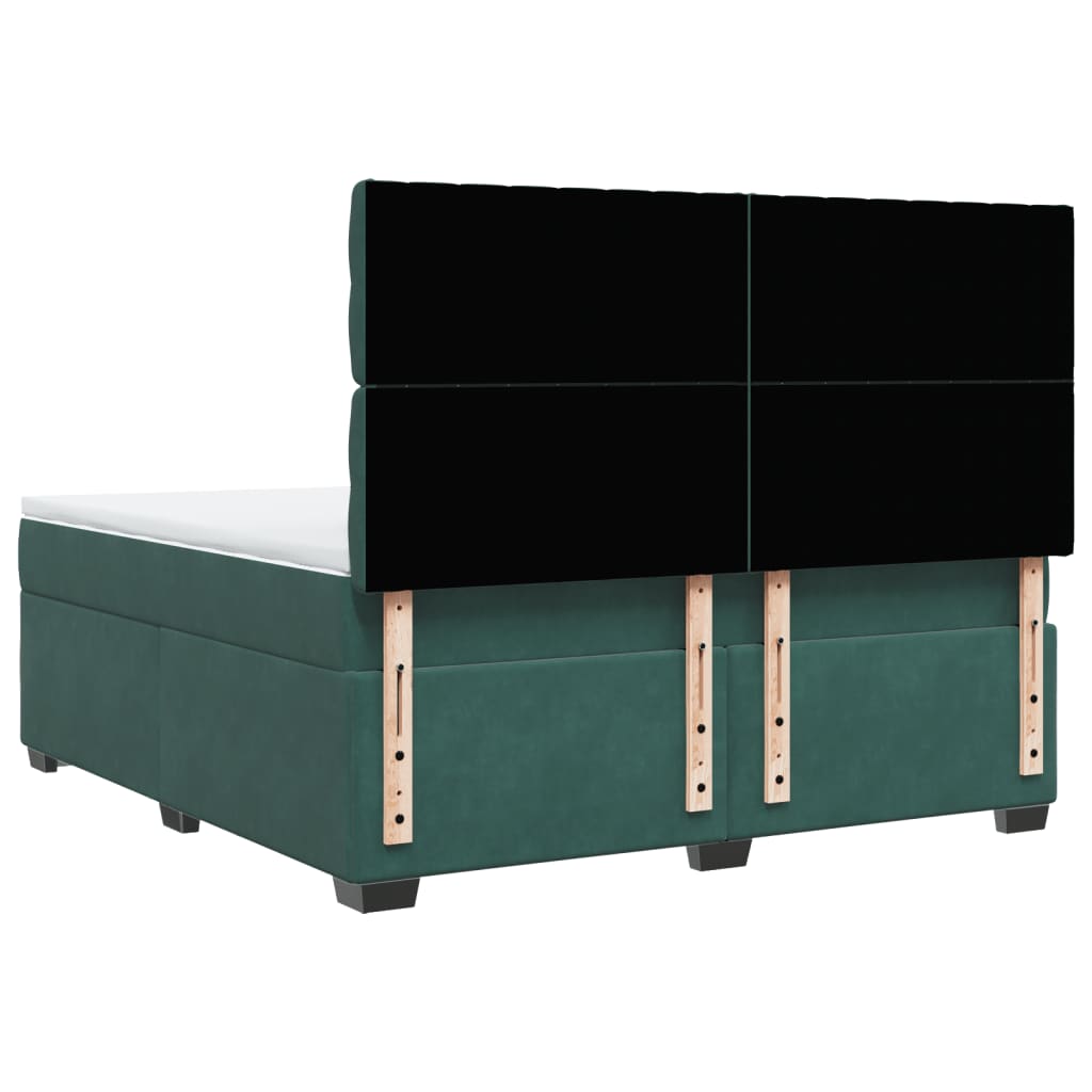 Giroletto a Molle con Materasso Verde Scuro 180x200 cm Velluto