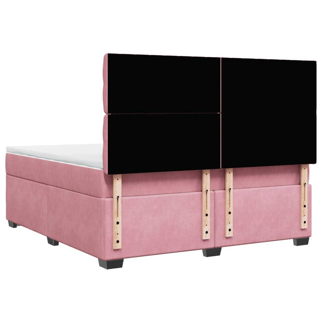 Giroletto a Molle con Materasso Rosa 180x200 cm in Velluto