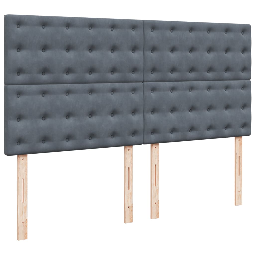 Giroletto a Molle con Materasso Grigio Scuro 180x200 cm Velluto