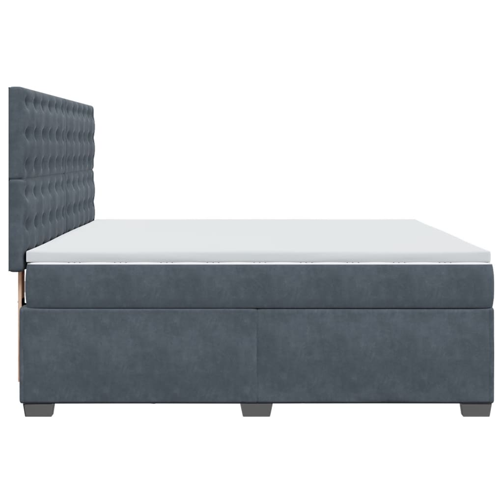 Giroletto a Molle con Materasso Grigio Scuro 180x200 cm Velluto