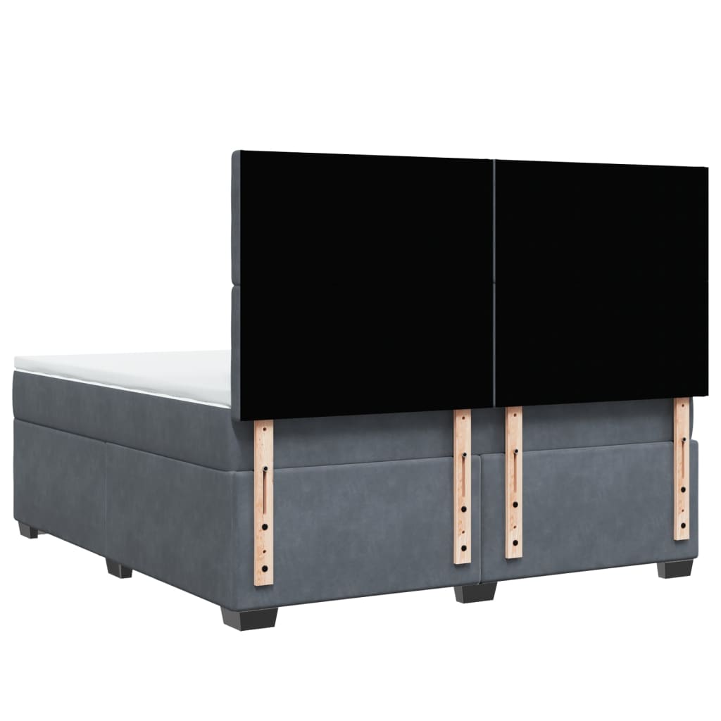 Giroletto a Molle con Materasso Grigio Scuro 180x200 cm Velluto