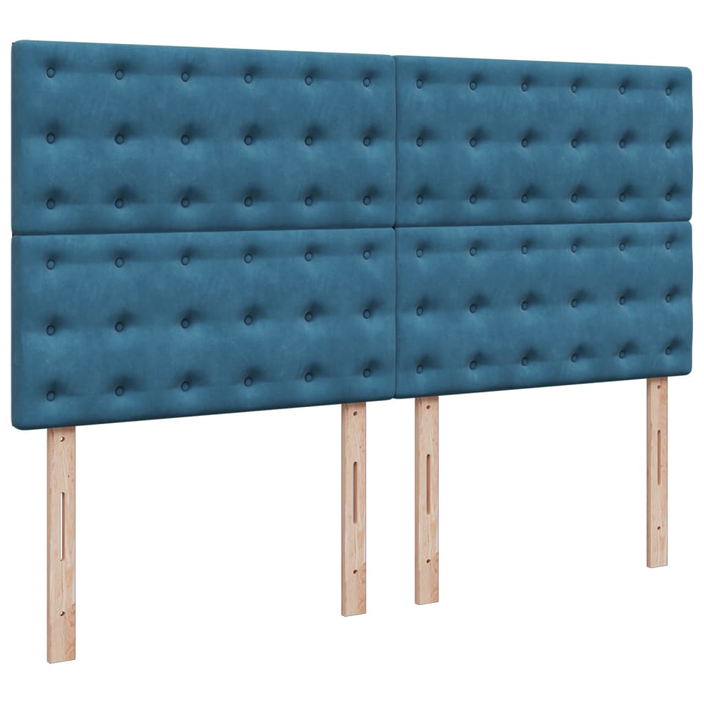 Giroletto a Molle con Materasso Blu 180x200 cm in Velluto