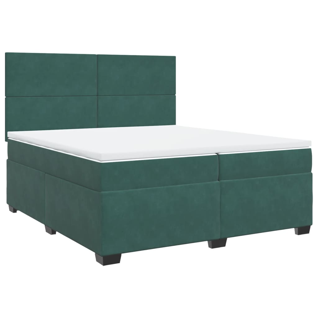 Giroletto a Molle con Materasso Verde Scuro 200x200 cm Velluto