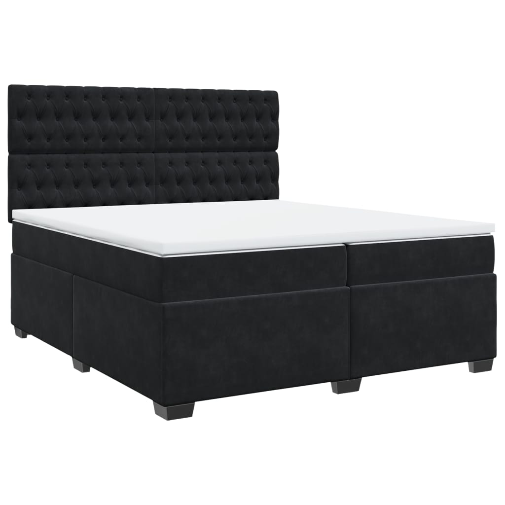 Giroletto a Molle con Materasso Nero 200x200 cm in Velluto
