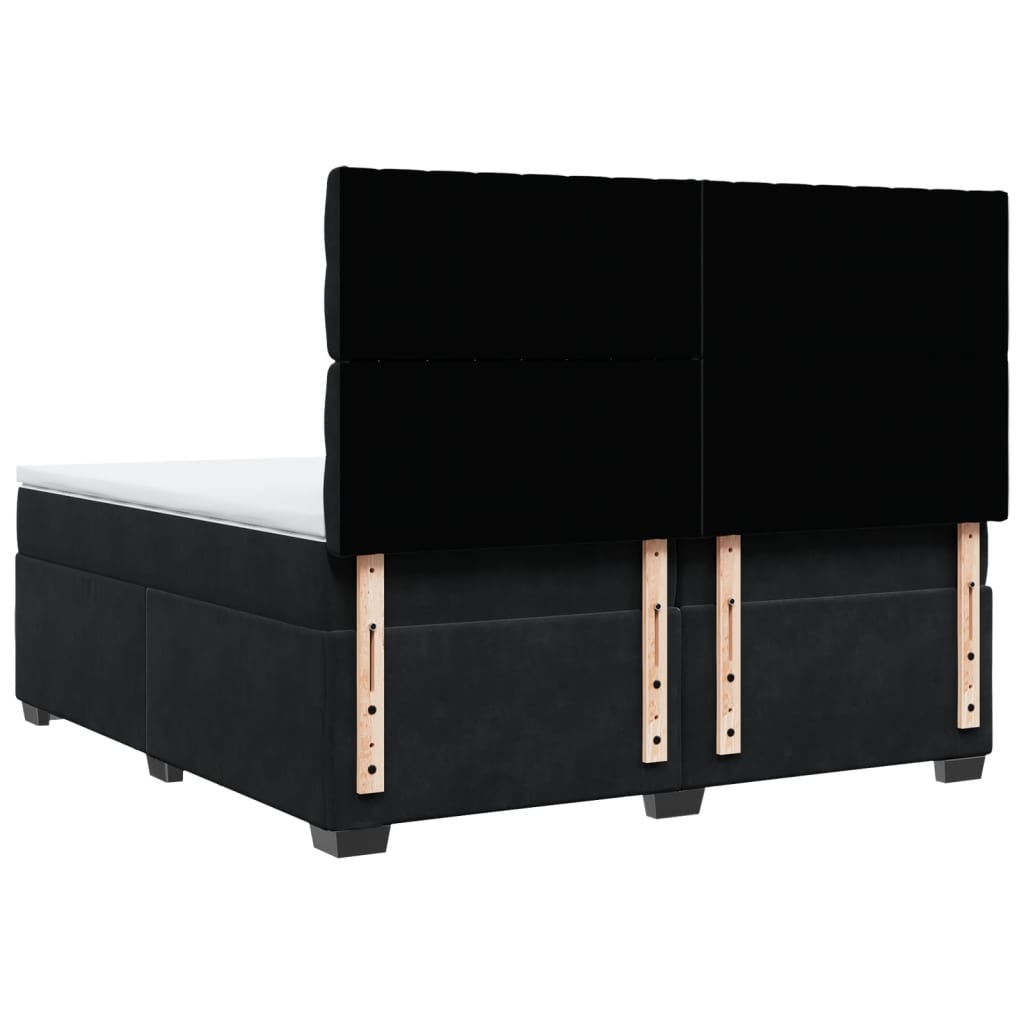 Giroletto a Molle con Materasso Nero 200x200 cm in Velluto