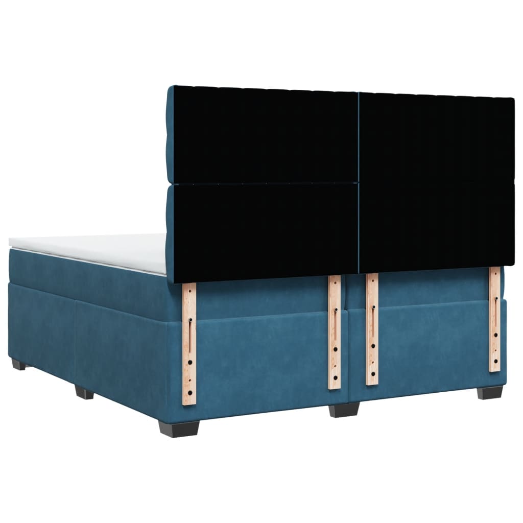 Giroletto a Molle con Materasso Blu 200x200 cm in Velluto