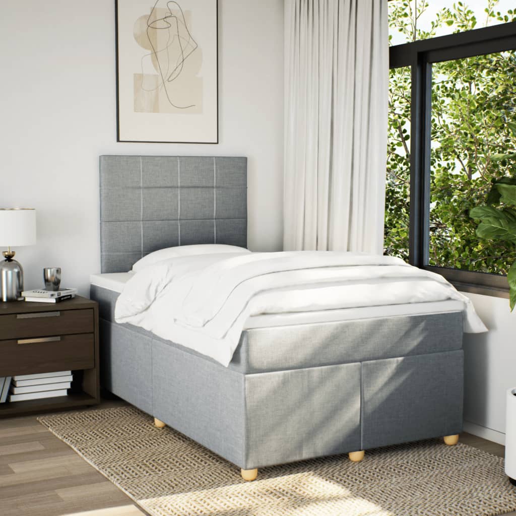 Giroletto a Molle con Materasso Grigio Chiaro 120x190cm Tessuto