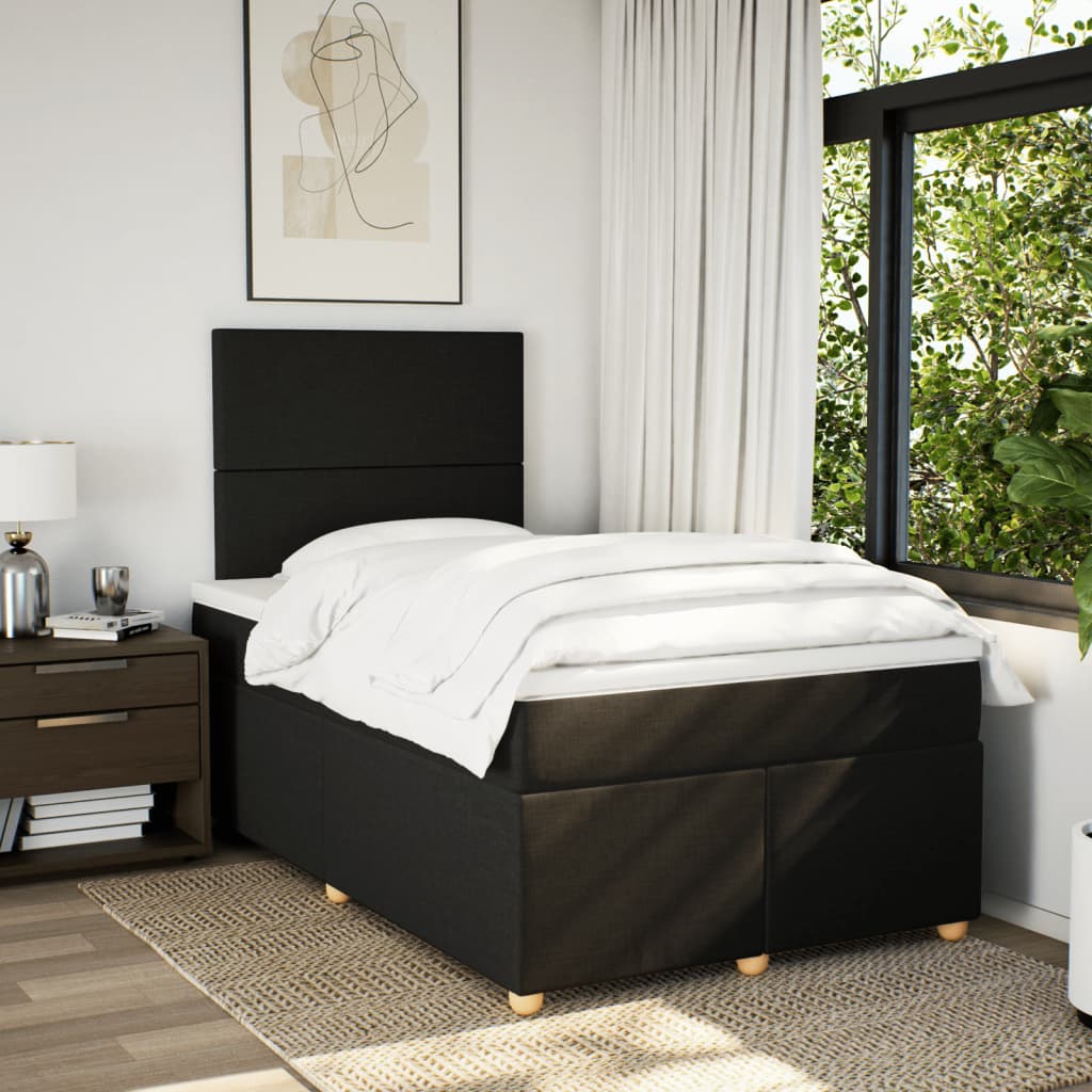 Giroletto a Molle con Materasso Nero 120x200 cm in Tessuto