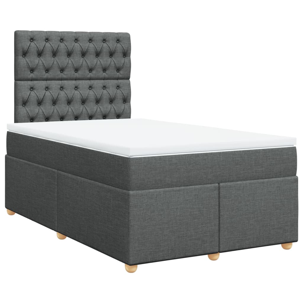 Giroletto a Molle con Materasso Grigio Scuro 120x200 cm Tessuto