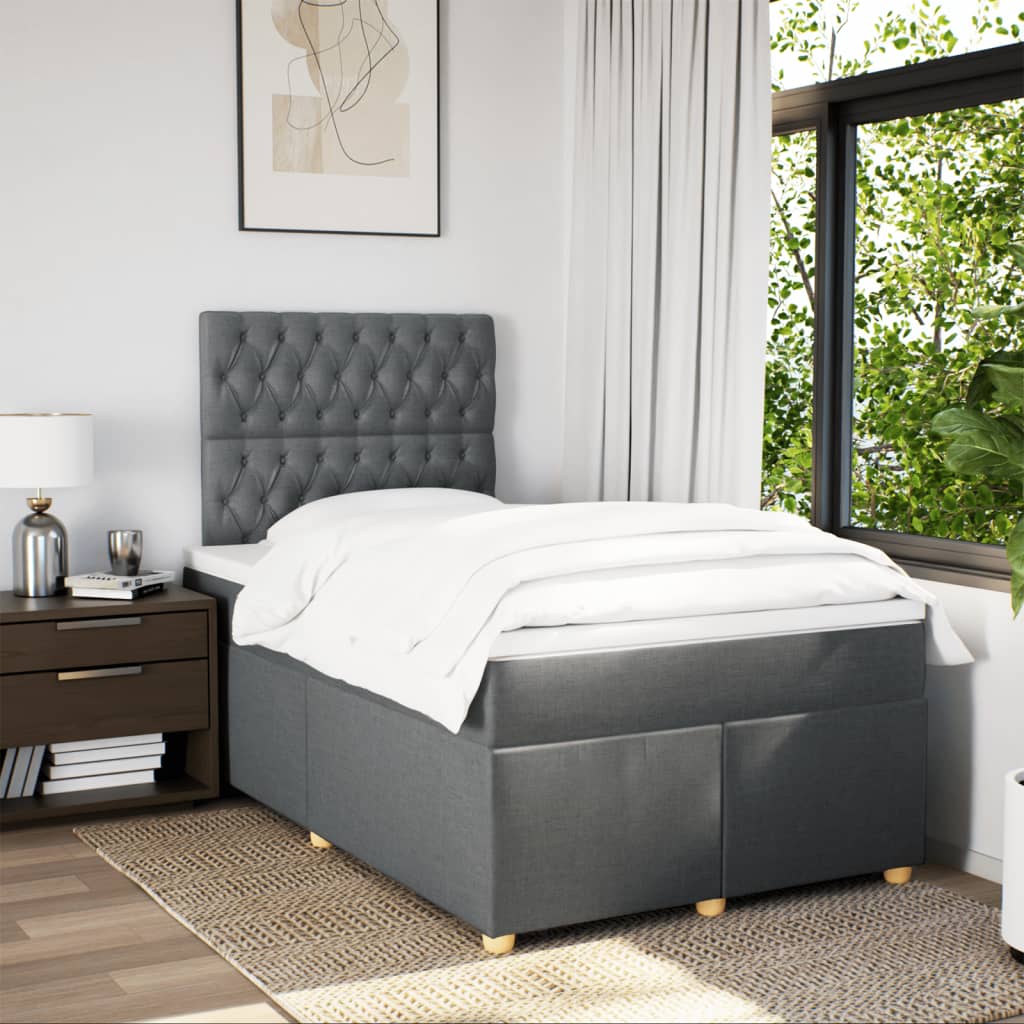 Giroletto a Molle con Materasso Grigio Scuro 120x200 cm Tessuto