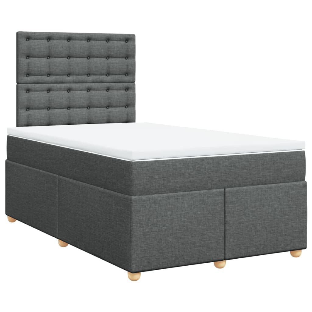 Giroletto a Molle con Materasso Grigio Scuro 120x200 cm Tessuto