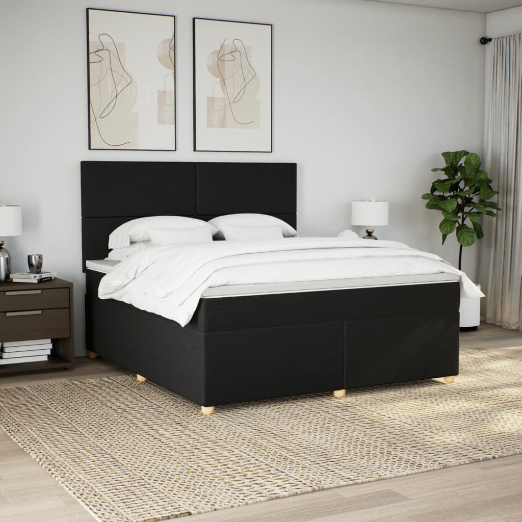 Giroletto a Molle con Materasso Nero 180x200 cm in Tessuto