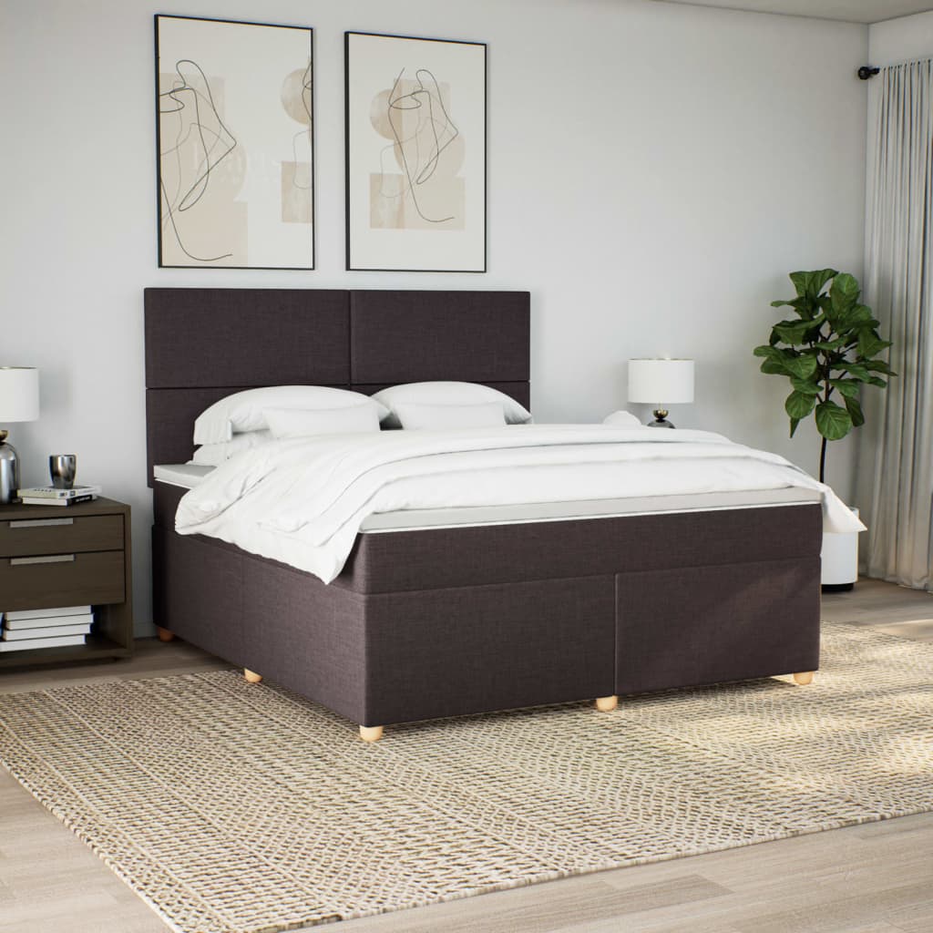 Giroletto a Molle con Materasso Marrone Scuro 180x200cm Tessuto