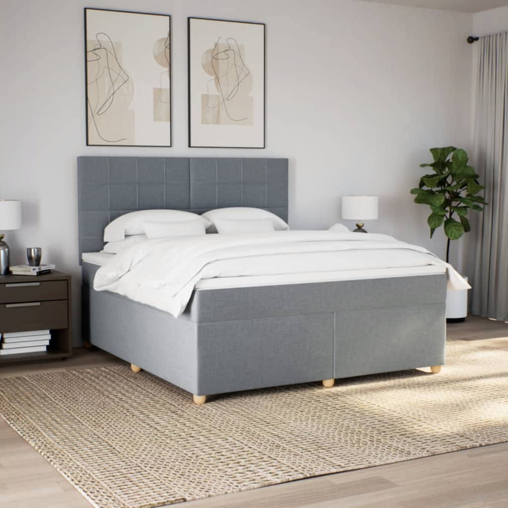 Giroletto a Molle con Materasso Grigio Chiaro180x200 cm Tessuto