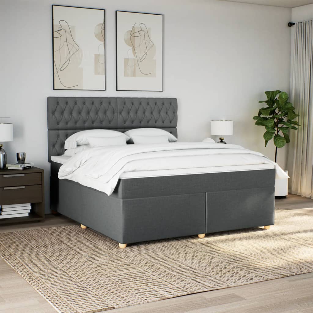 Giroletto a Molle con Materasso Grigio Scuro 180x200 cm Tessuto