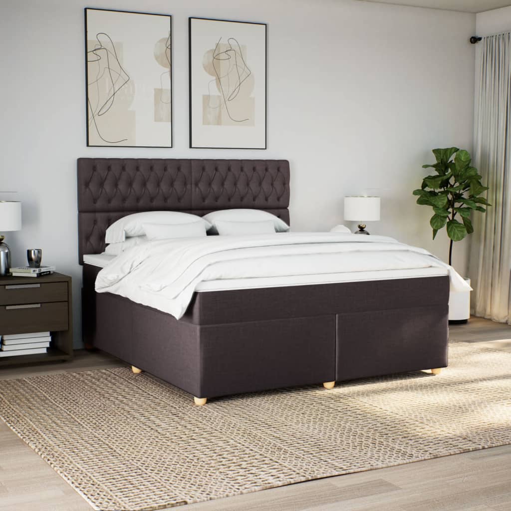 Giroletto a Molle con Materasso Marrone Scuro 180x200cm Tessuto