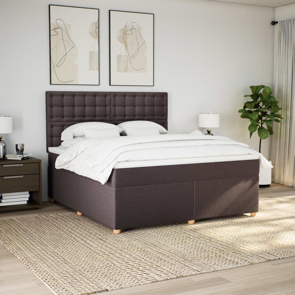 Giroletto a Molle con Materasso Marrone Scuro 180x200cm Tessuto