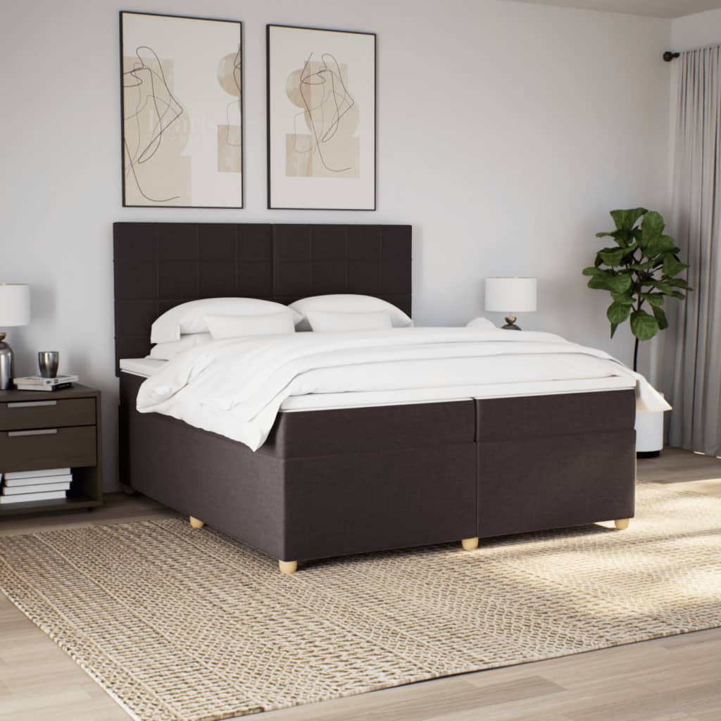 Giroletto a Molle con Materasso Marrone Scuro 200x200cm Tessuto