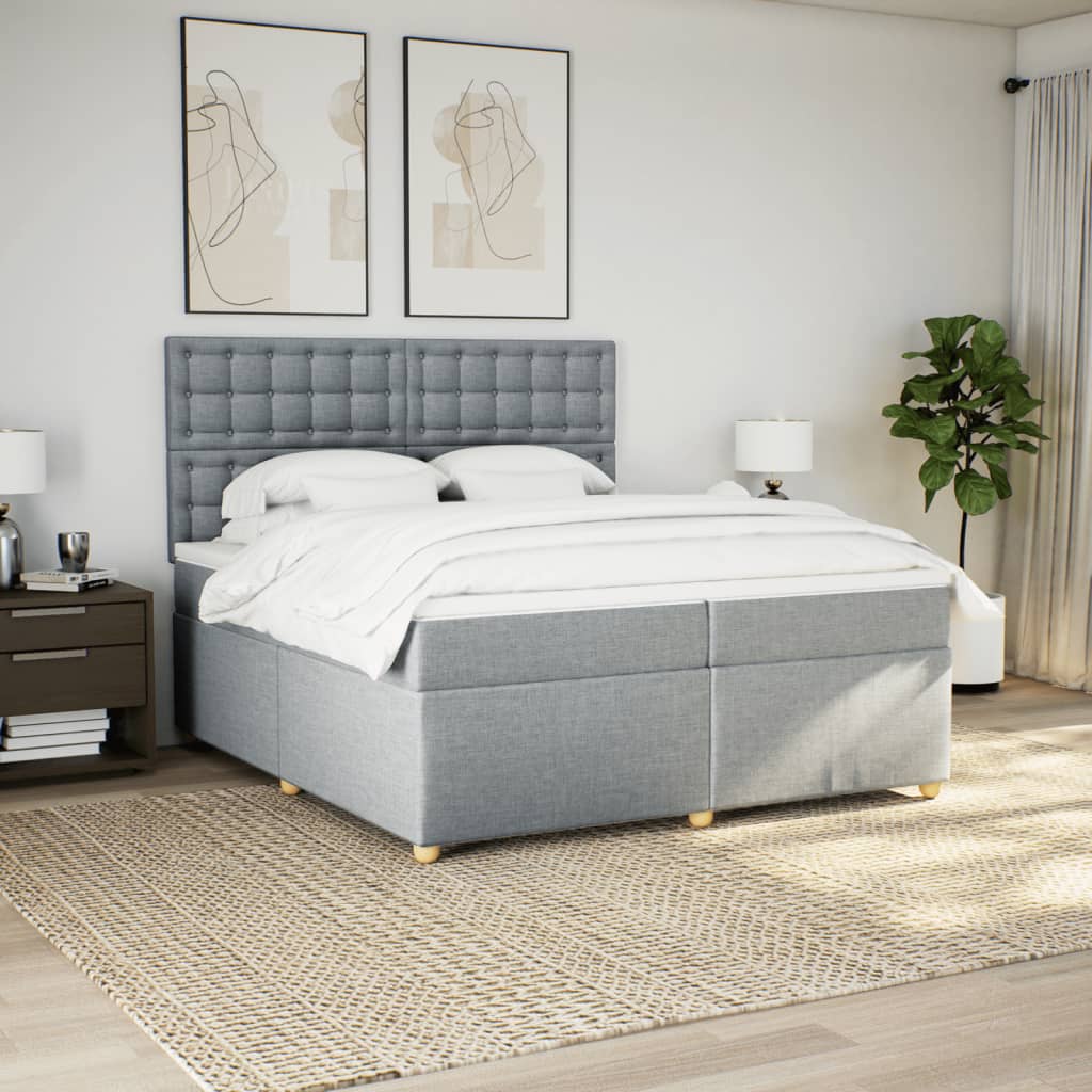 Giroletto a Molle con Materasso Grigio Chiaro 200x200cm Tessuto